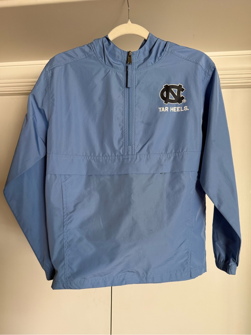 Champion Light Blue Kids Rain Jacket with Tar Heels Logo